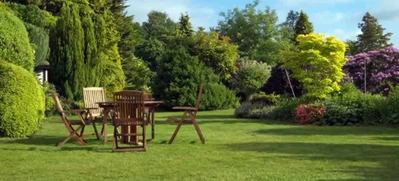perfect lawn with seating area