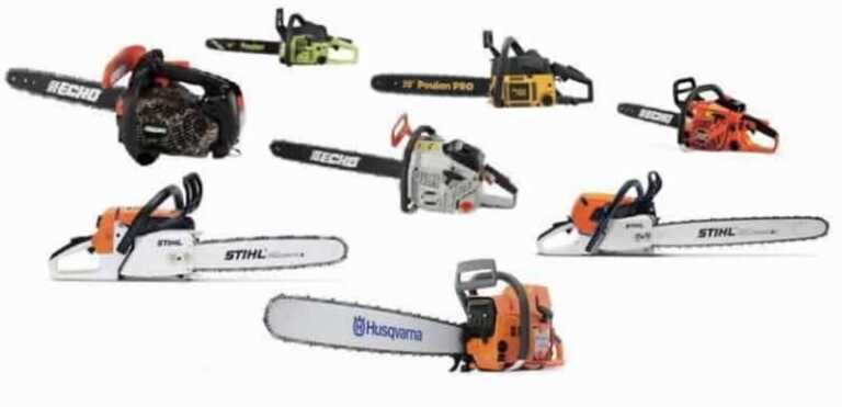 various types of chainsaws from different brands