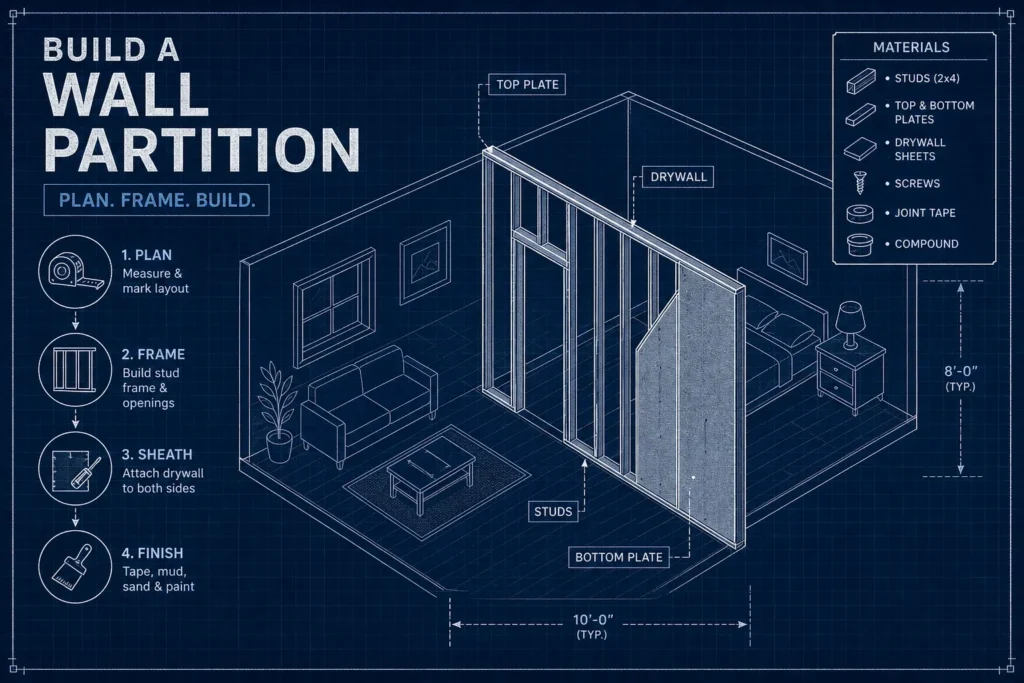 plan for building a partition wall