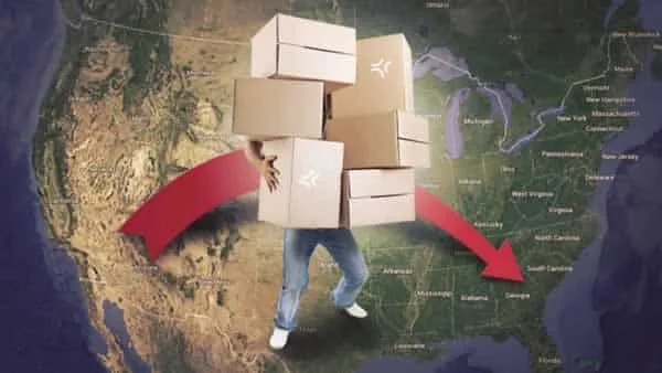 carrying boxes across country