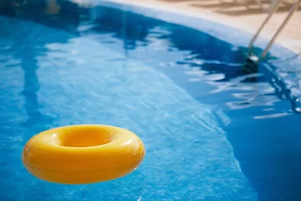 rubber ring floating in evaporated pool