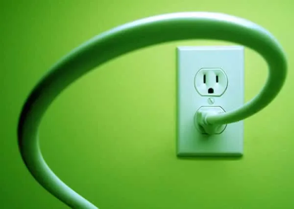 cable plugged in the electricity outlet