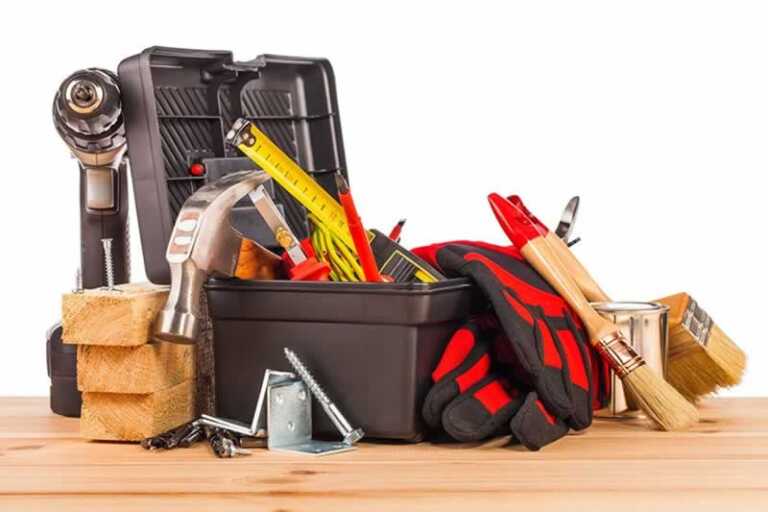 complete set of handyman tools in the toolbox