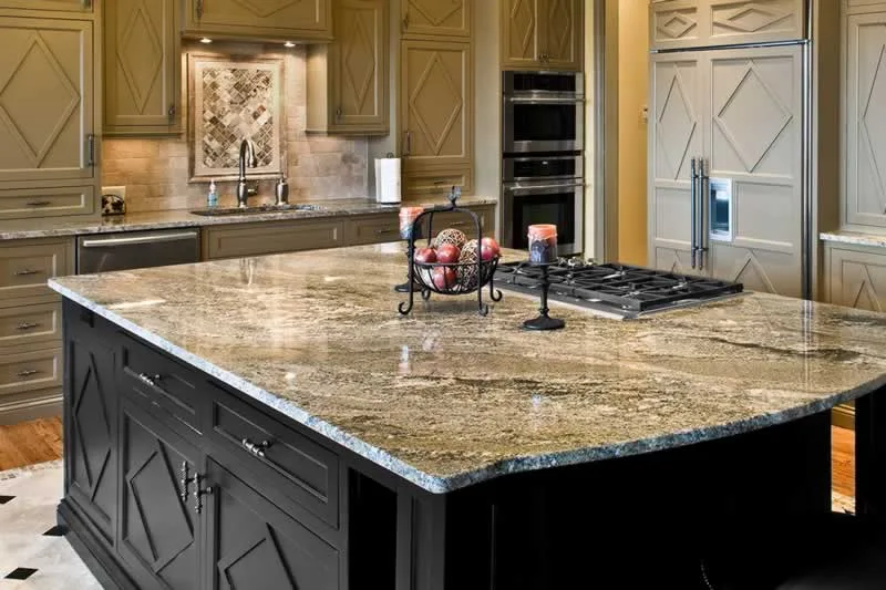 granite countertop in a classic kitchen island