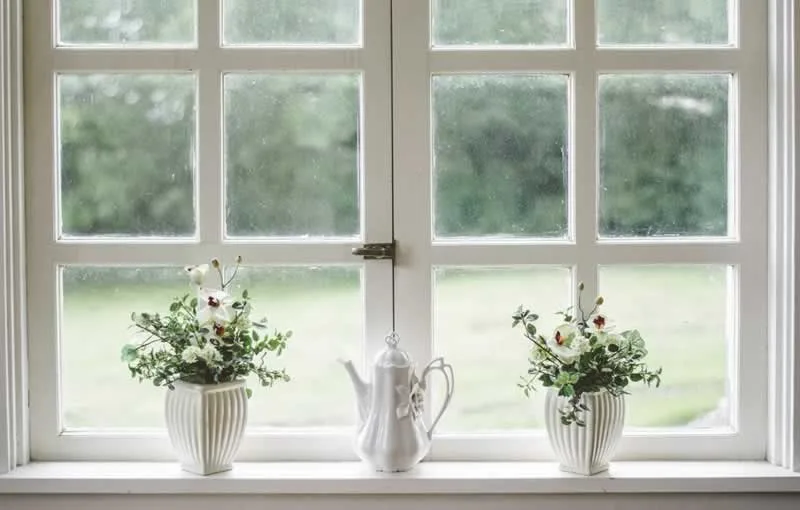classic wooden white kitchen window