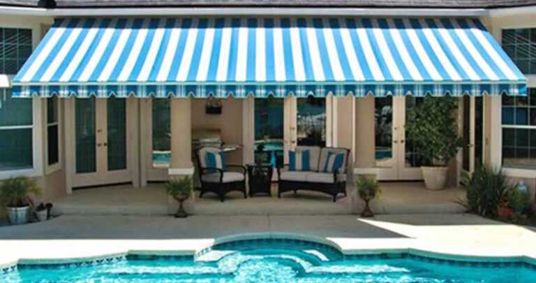retractable owning over the patio by the pool