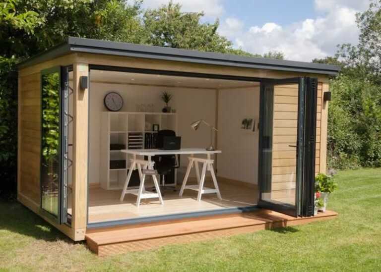 amazing wooden home office in the garden