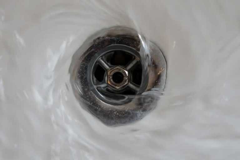 water flowing freely through the drain