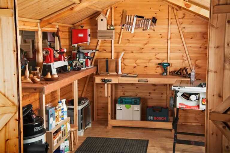 small workshop in the garden shed