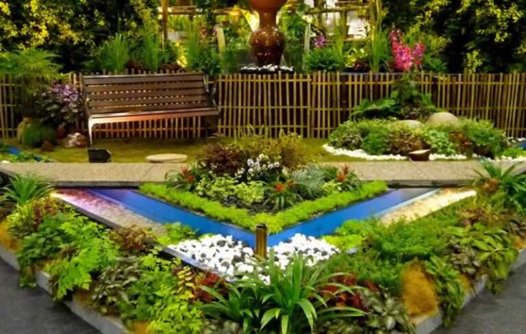 triangle shaped planter with water feature