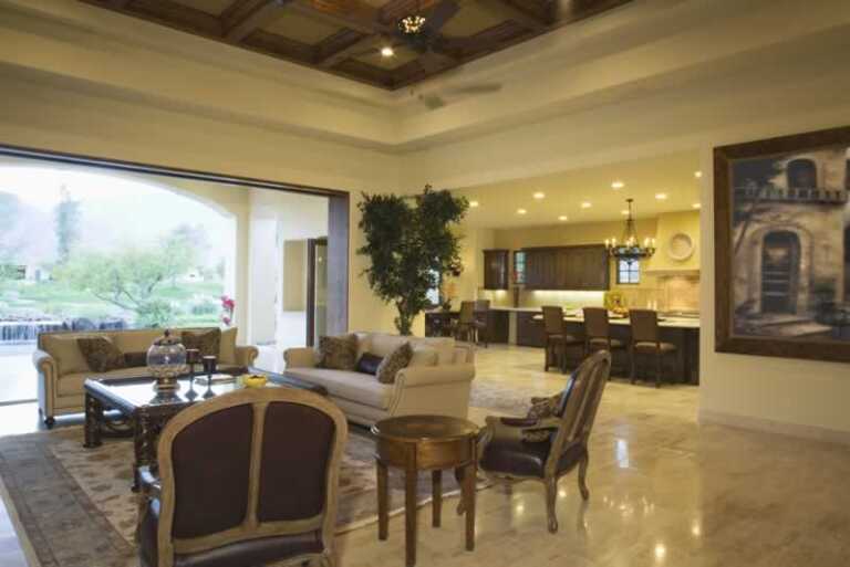 epoxy floor in the living room and kitchen