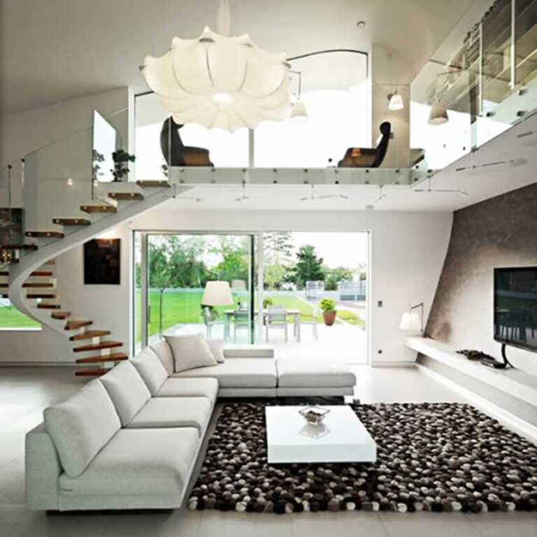 modern living room with elevated space