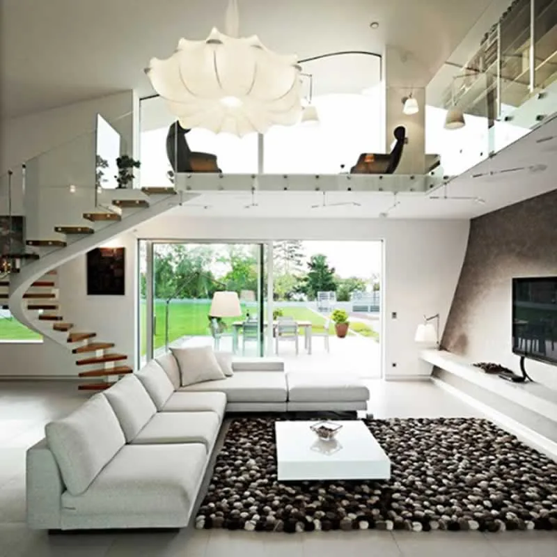 modern living room with elevated space