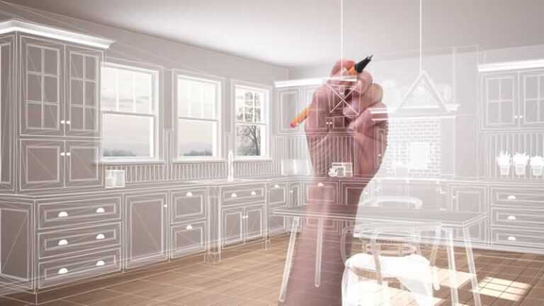drawing a new kitchen layout in 3D software
