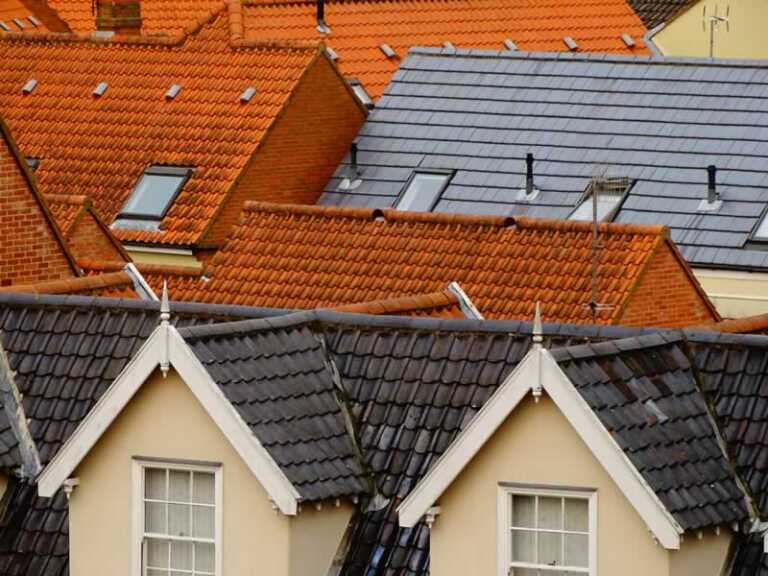 various types of roofs in the small town