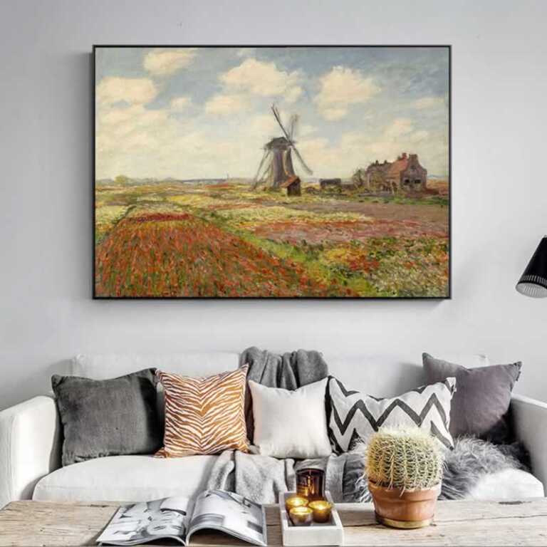windmill in the field oil painting