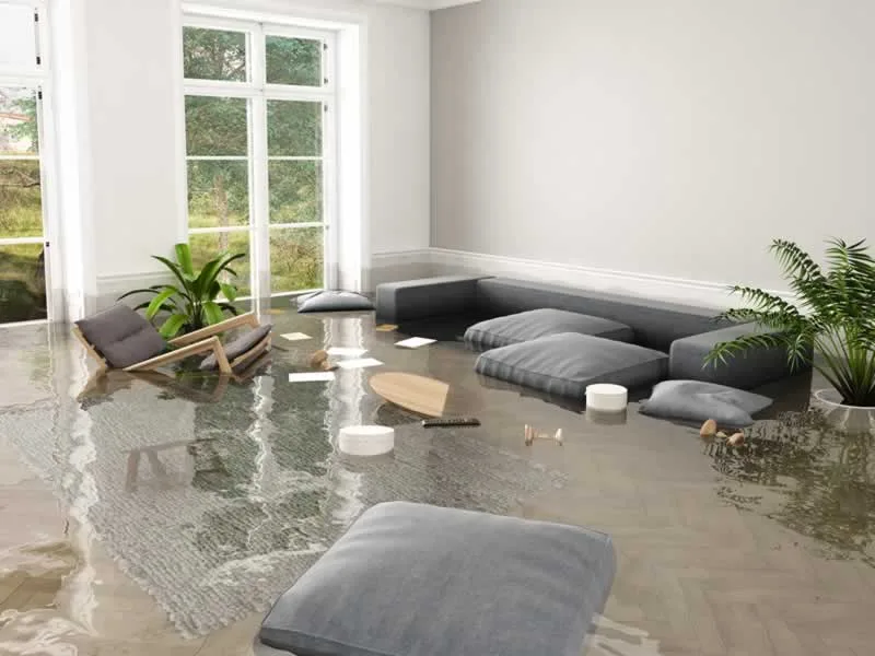 flooded living room
