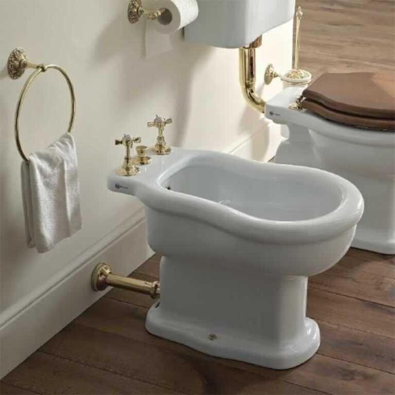 classic bidet with brass handles