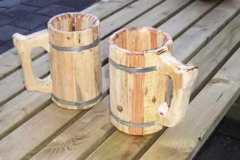 DIY wooden beer mugs