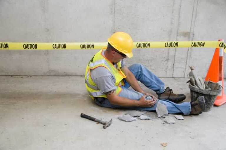 construction worker with injured leg