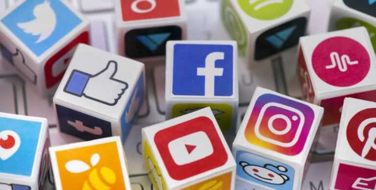 blocks with social media icons