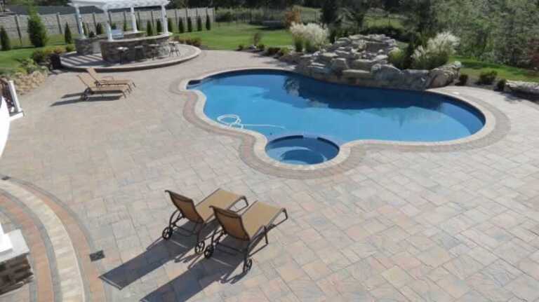 resurfaced concrete blocks pool deck