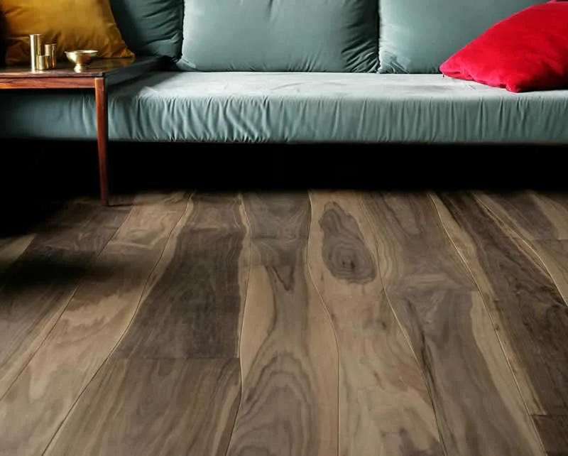 live edge hardwood floor in the living room