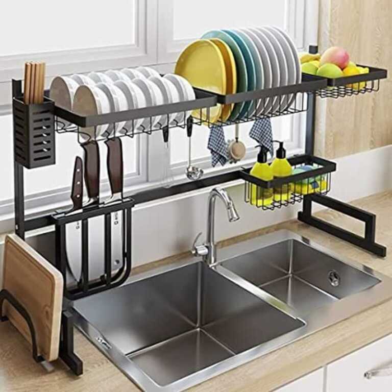 Simple kitchen storage optimization ideas with above-the-sink shelves