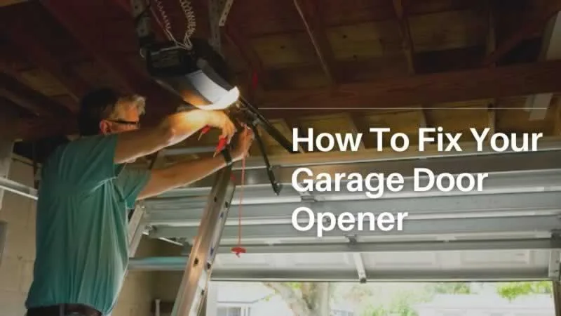 man fixing the garage door opener