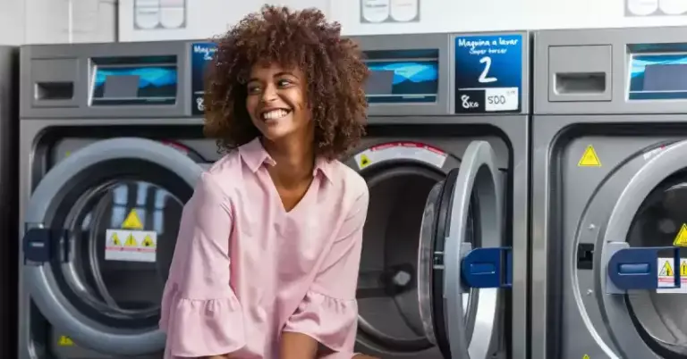 Girl at the laundromat