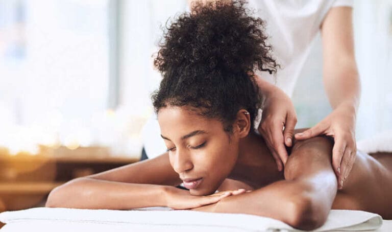 Woman taking massage