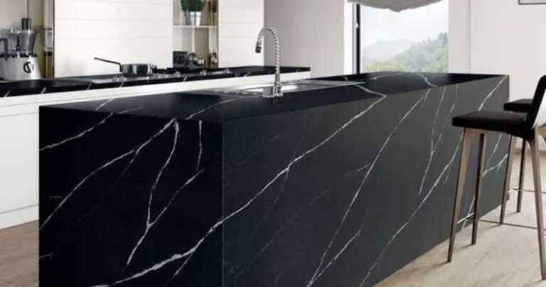 Kitchen island with quartz worktop