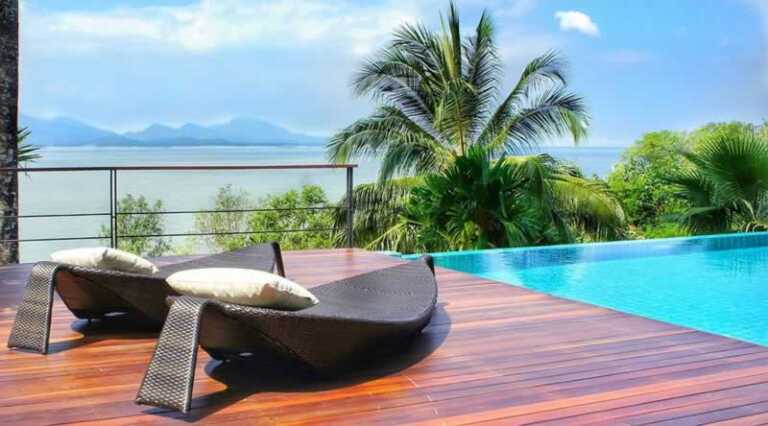 Composite deck by the pool
