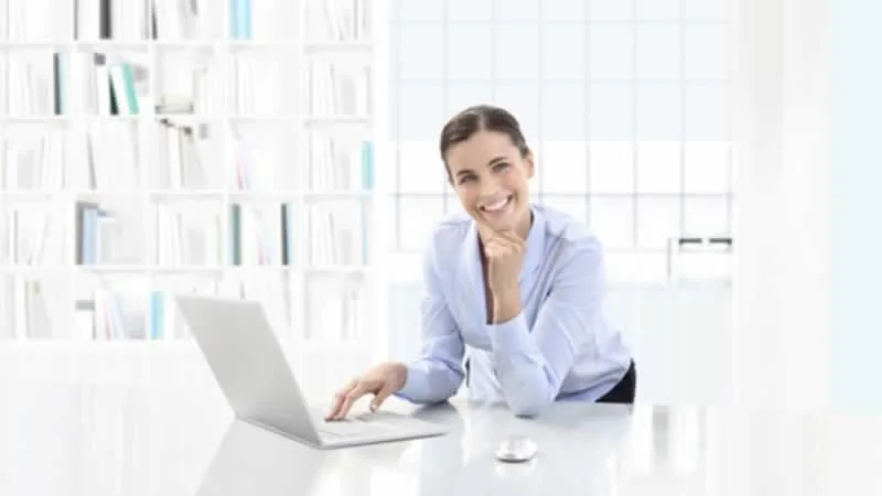 Woman selling insurance