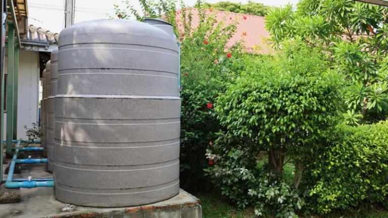 Water tanks in backyard