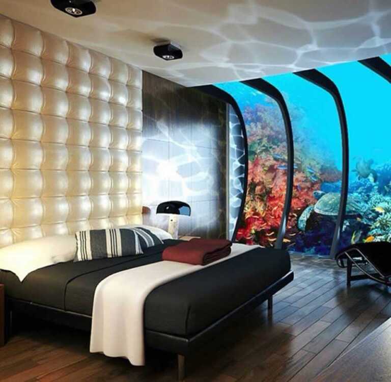 bedroom with aquarium