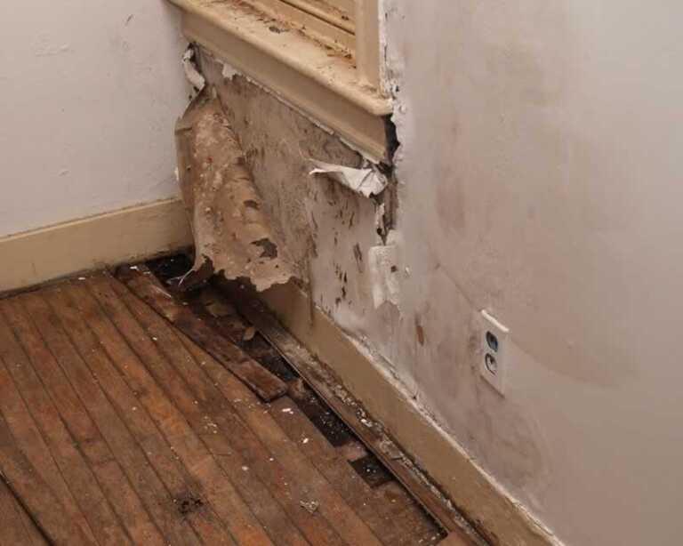 Water damage on drywall