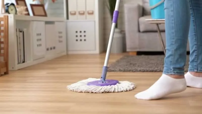 woman cleaning floor