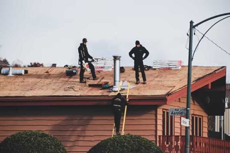 roof repair in progress