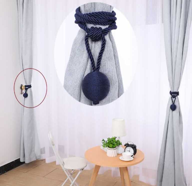 tiebacks with big balls on curtains