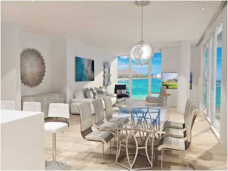 dining room with sea view