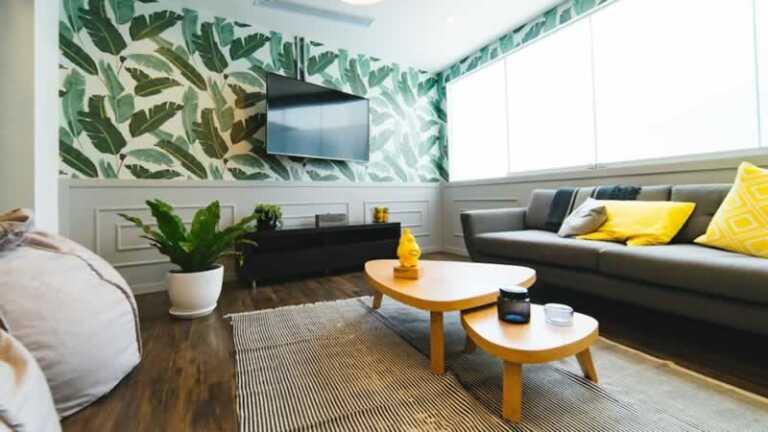 boho rug in living room