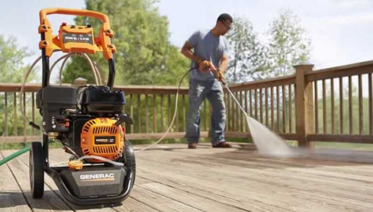 washing deck with pressure washer