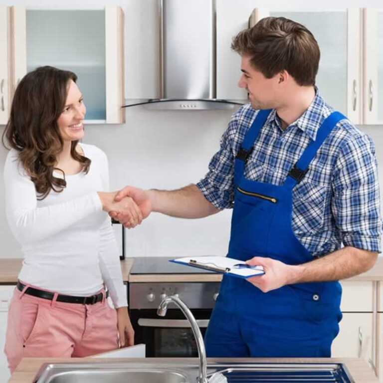 woman hiring handyman