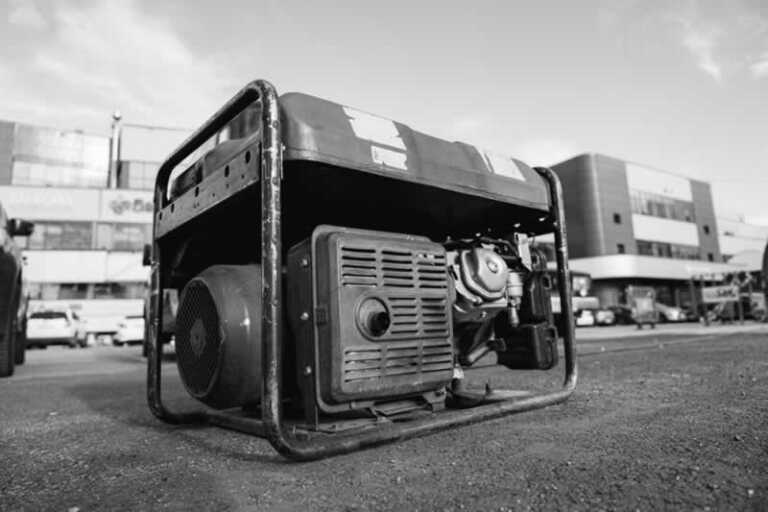 gas powered generator in black and white