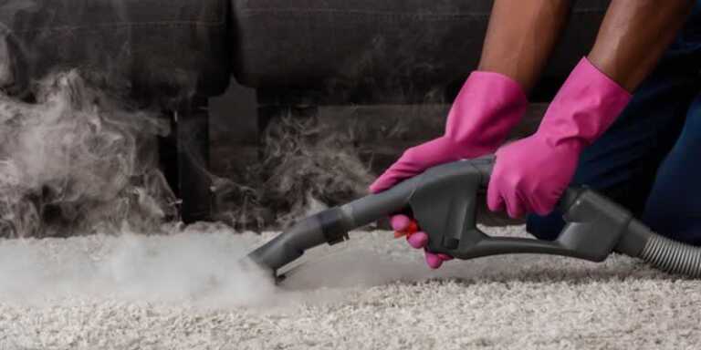 steam cleaning the rug