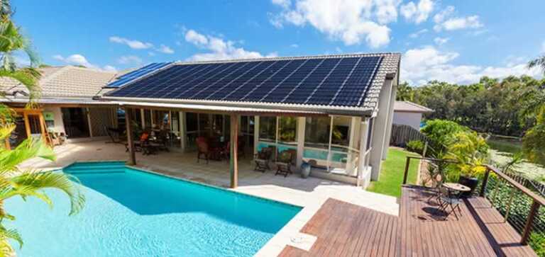 solar panels on patio roof