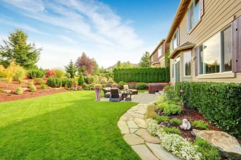 backyard with a lawn
