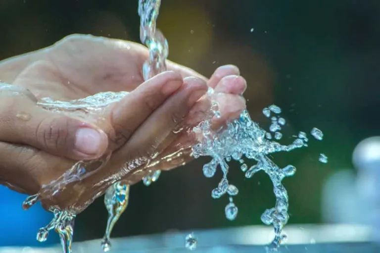 washing hands with water