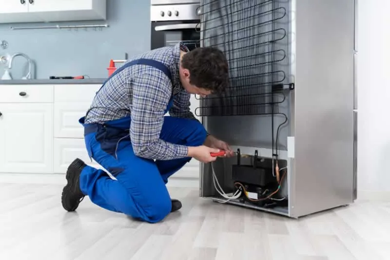 repairman fixing the fridge